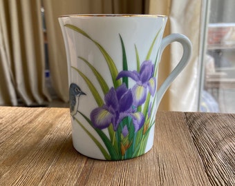 Vintage Otagiri bird and irises mug