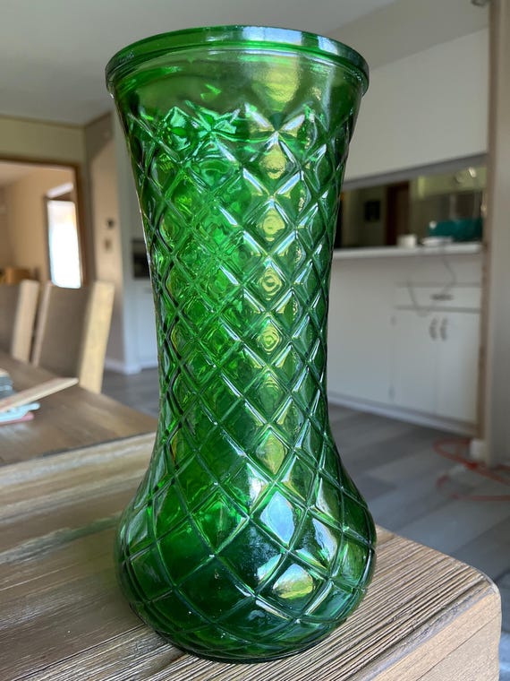 Vintage Hoosier Glass Green Glass Vase