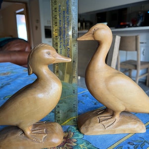 Vintage hand carved wood ducks