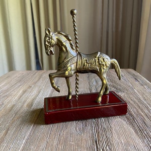 Vintage solid brass carrousel horse figurine