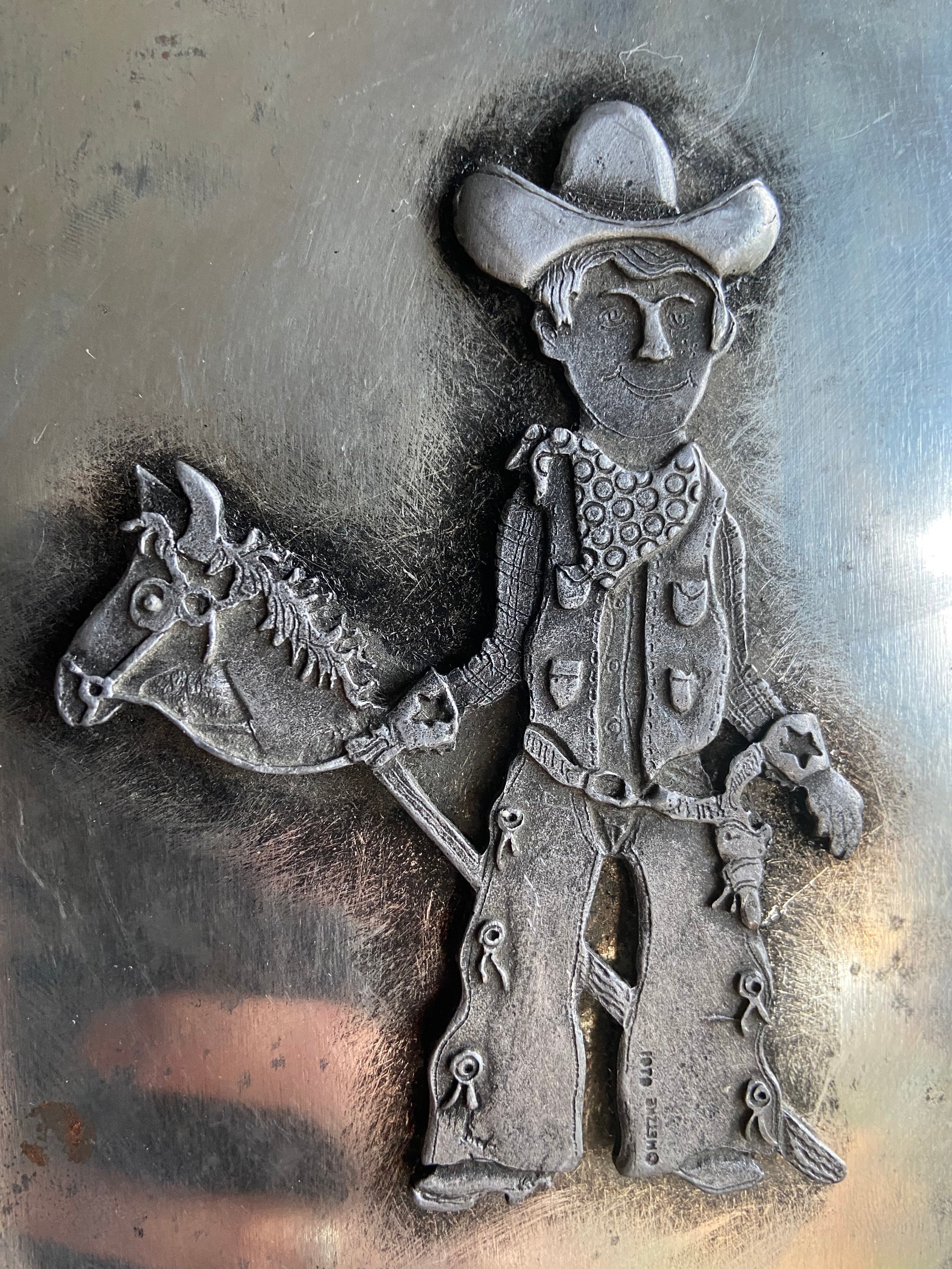 Vintage Metzke Pewter Cowboy Tin - Etsy Denmark