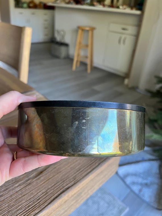 Vintage Solid Brass Oneida round Box - image 6