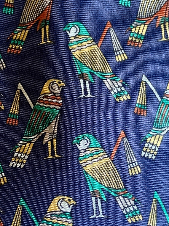 Vintage Harrods Egyptian birds silk necktie - image 6