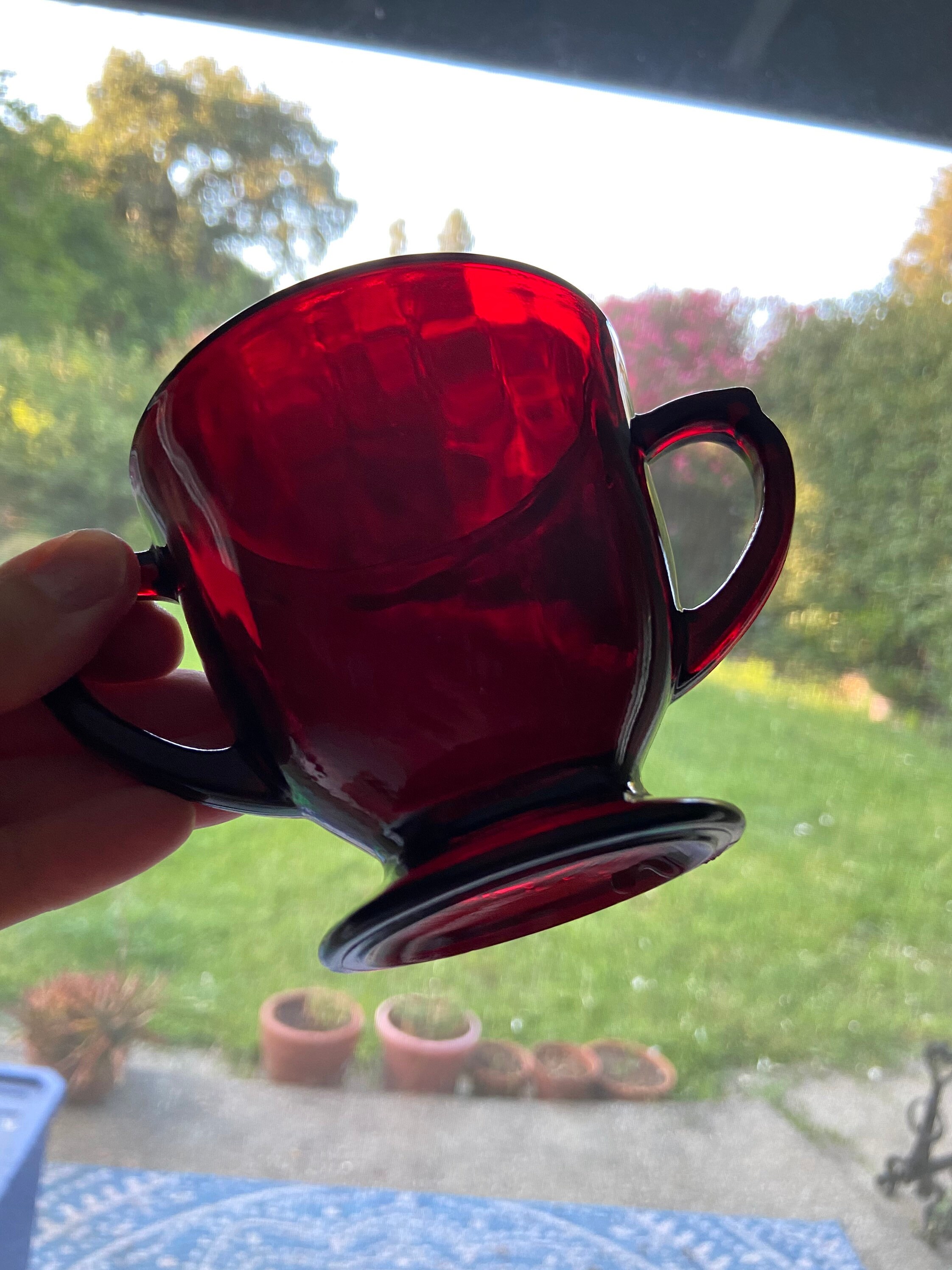 Vintage Ruby Red Glass Creamer and Sugar Bowl Etsy