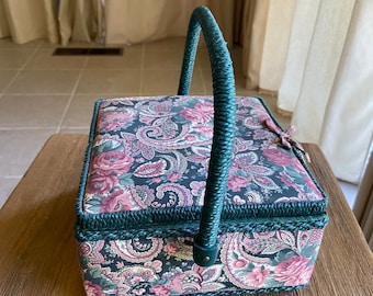 Vintage paisley sewing basket