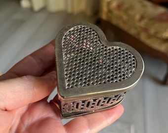 Vintage Metal Heart shaped trinket box