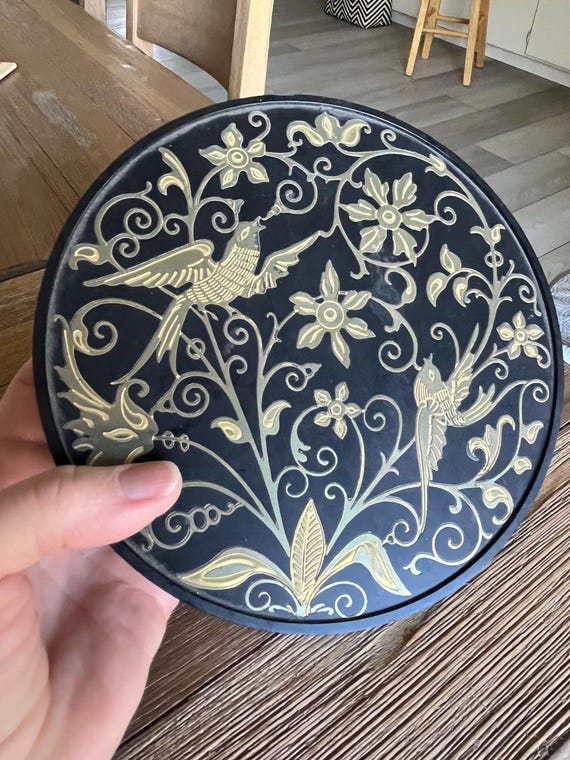 Vintage Solid Brass Oneida round Box - image 1