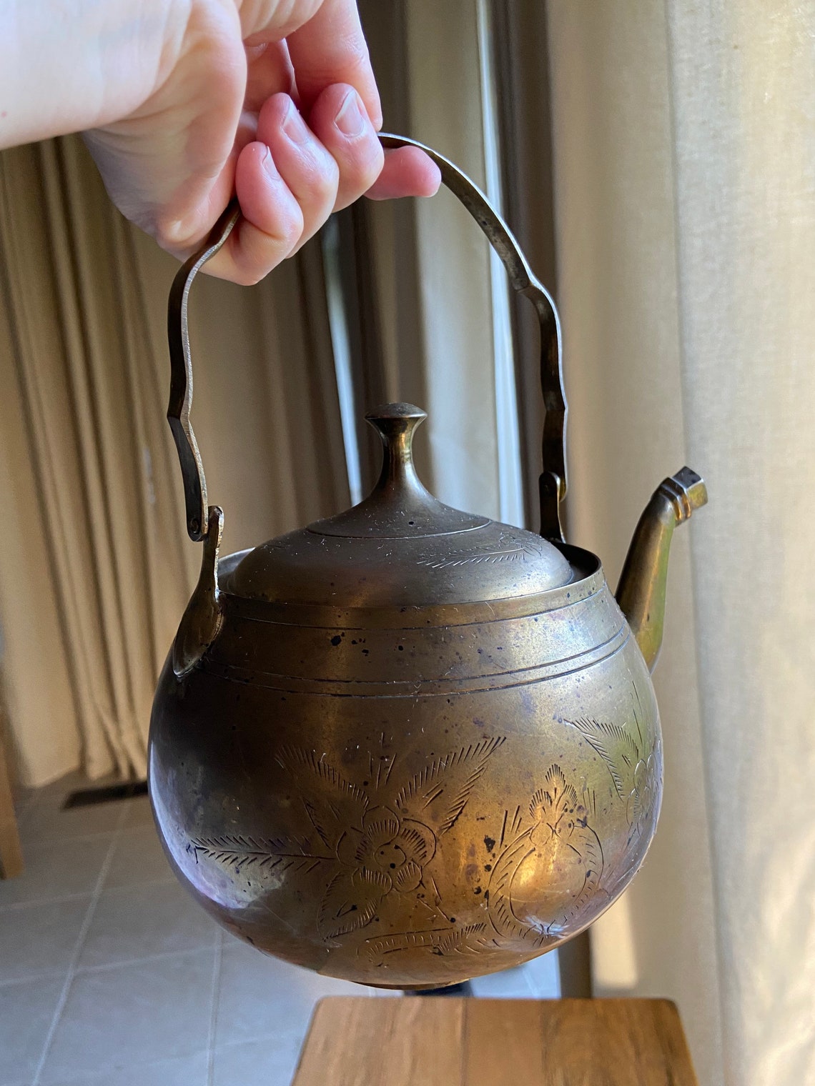 Vintage brass teapot Etsy