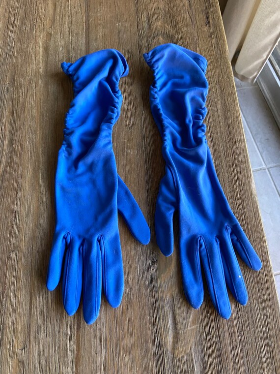 Vintage blue evening gloves Gem