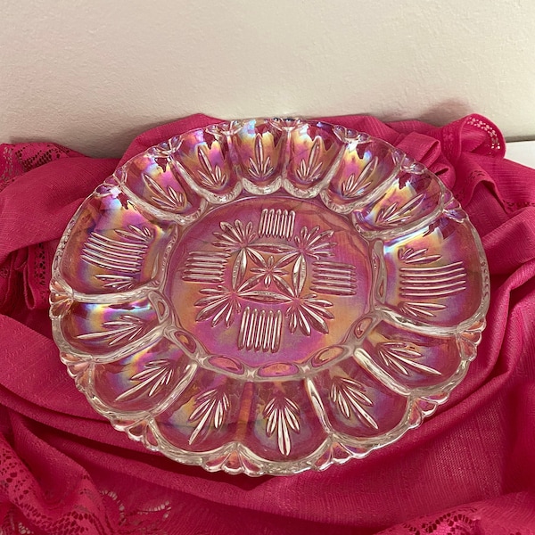 Carnival Glass Deviled Egg Plate Etsy
