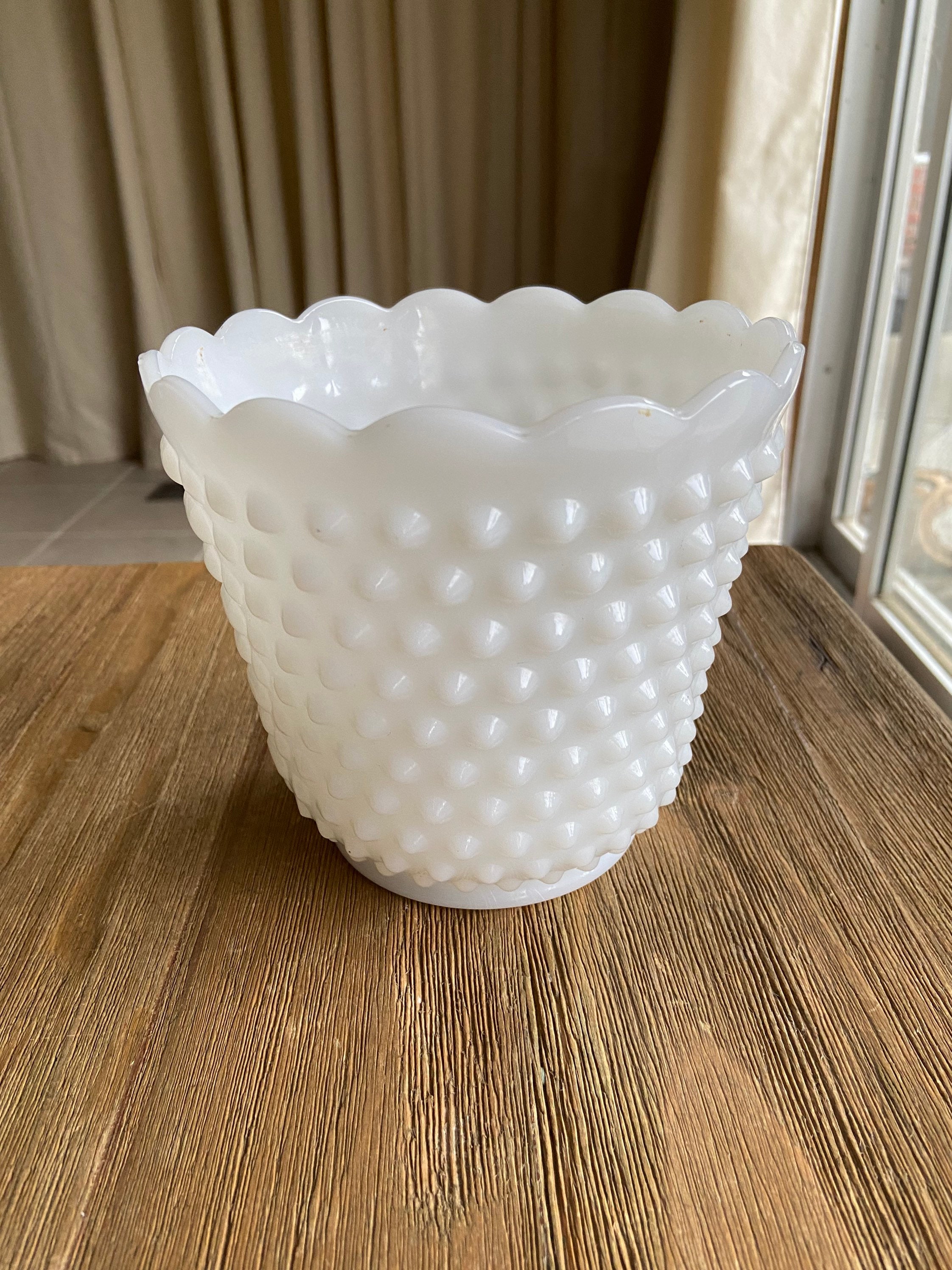 Fire King Anchor Hocking Milk Glass Hobnail Vintage Planter Fire King
