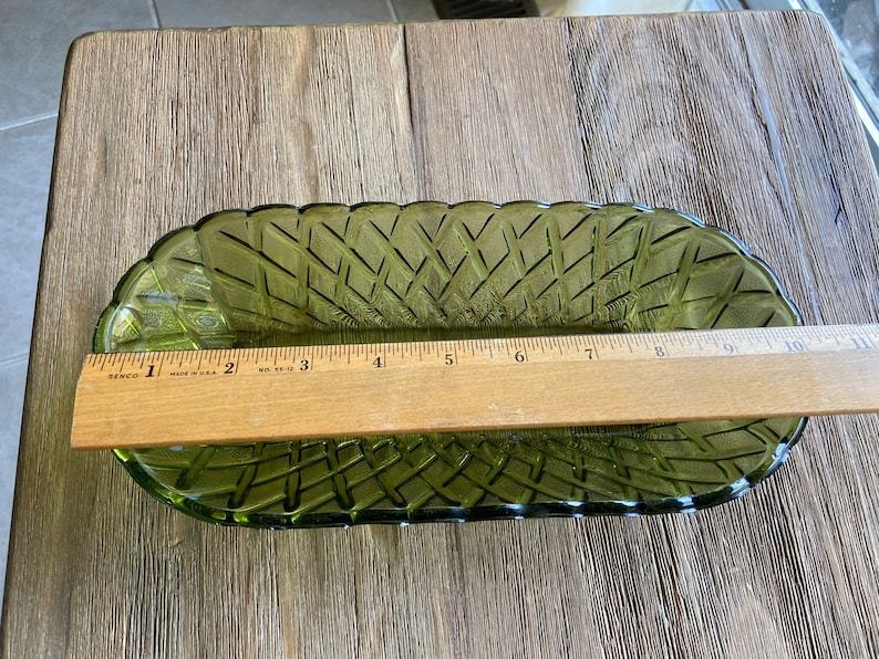 Vintage Green Glass Basket Shaped Bowl Etsy