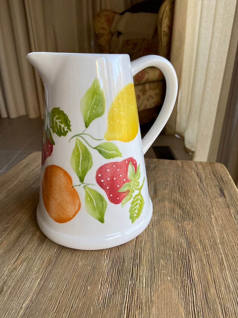 Crate and Barrel Fruits Ceramic Pitcher Etsy Denmark