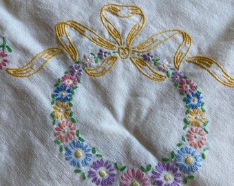 Vintage embroidered square tablecloth