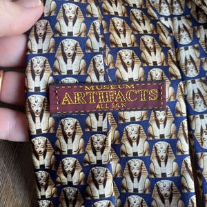 Vintage Museum Artifacts Egyptian mummy Silk necktie