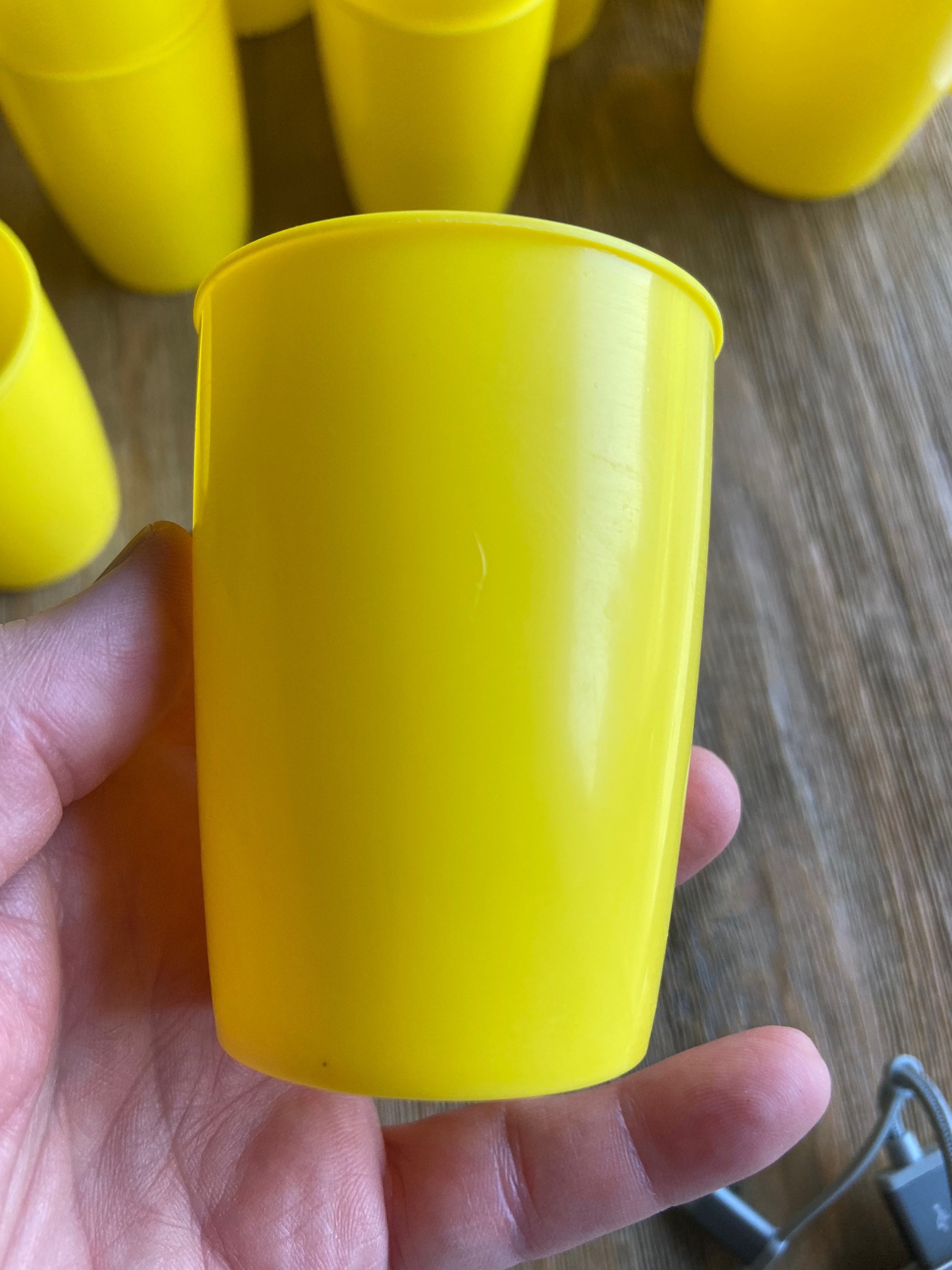 Vintage Peoria Plastic Yellow Cups 