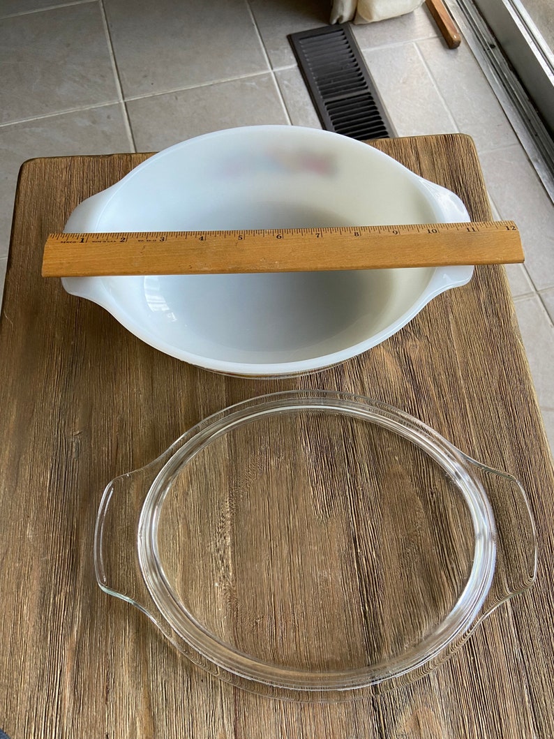 Vintage Fire King Milk Glass Casserole Dish With Lid Etsy