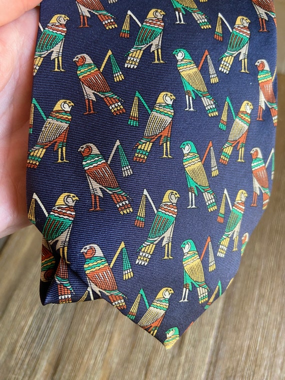 Vintage Harrods Egyptian birds silk necktie - image 7