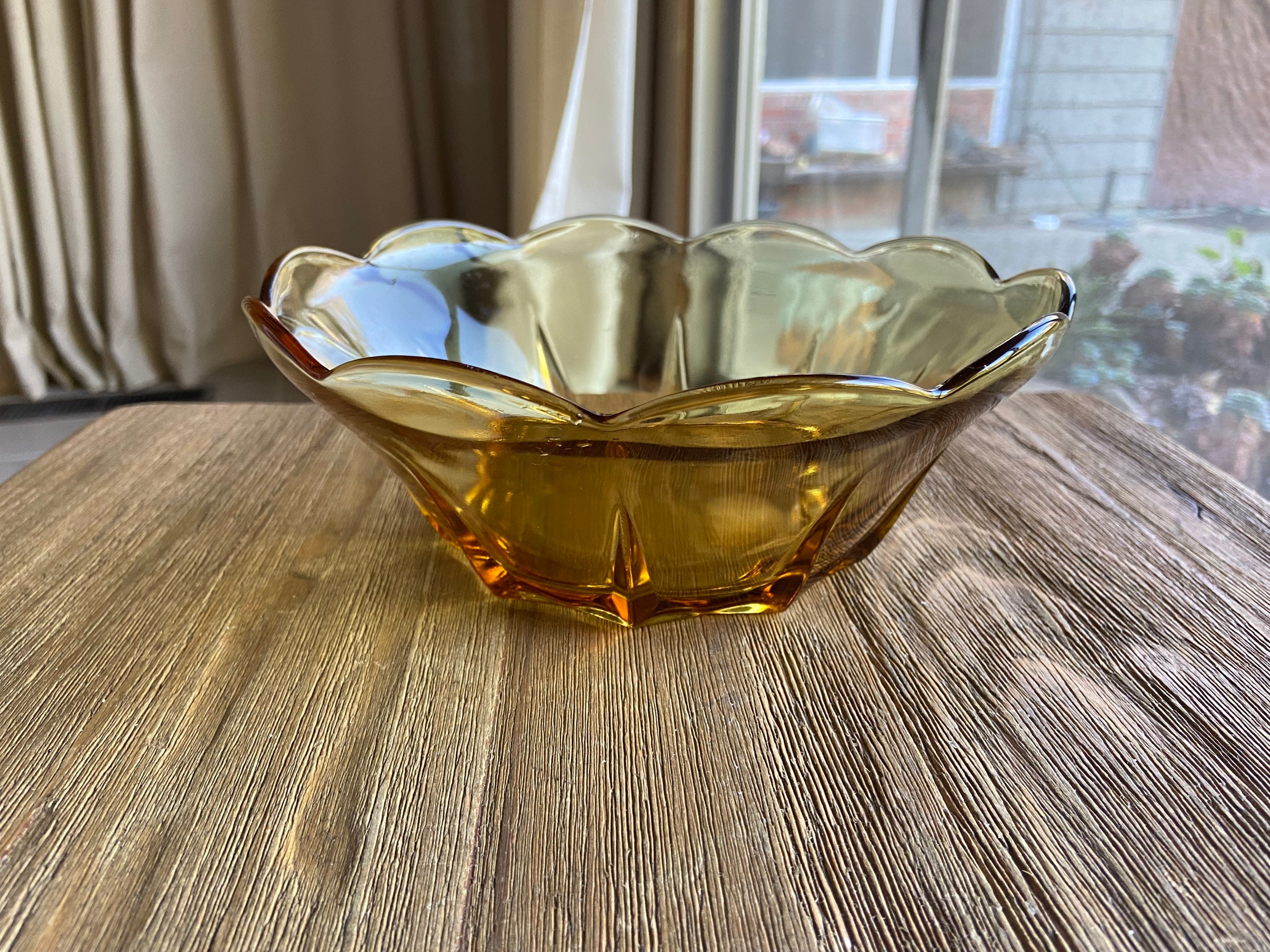 Vintage Amber Glass Bowl - Etsy