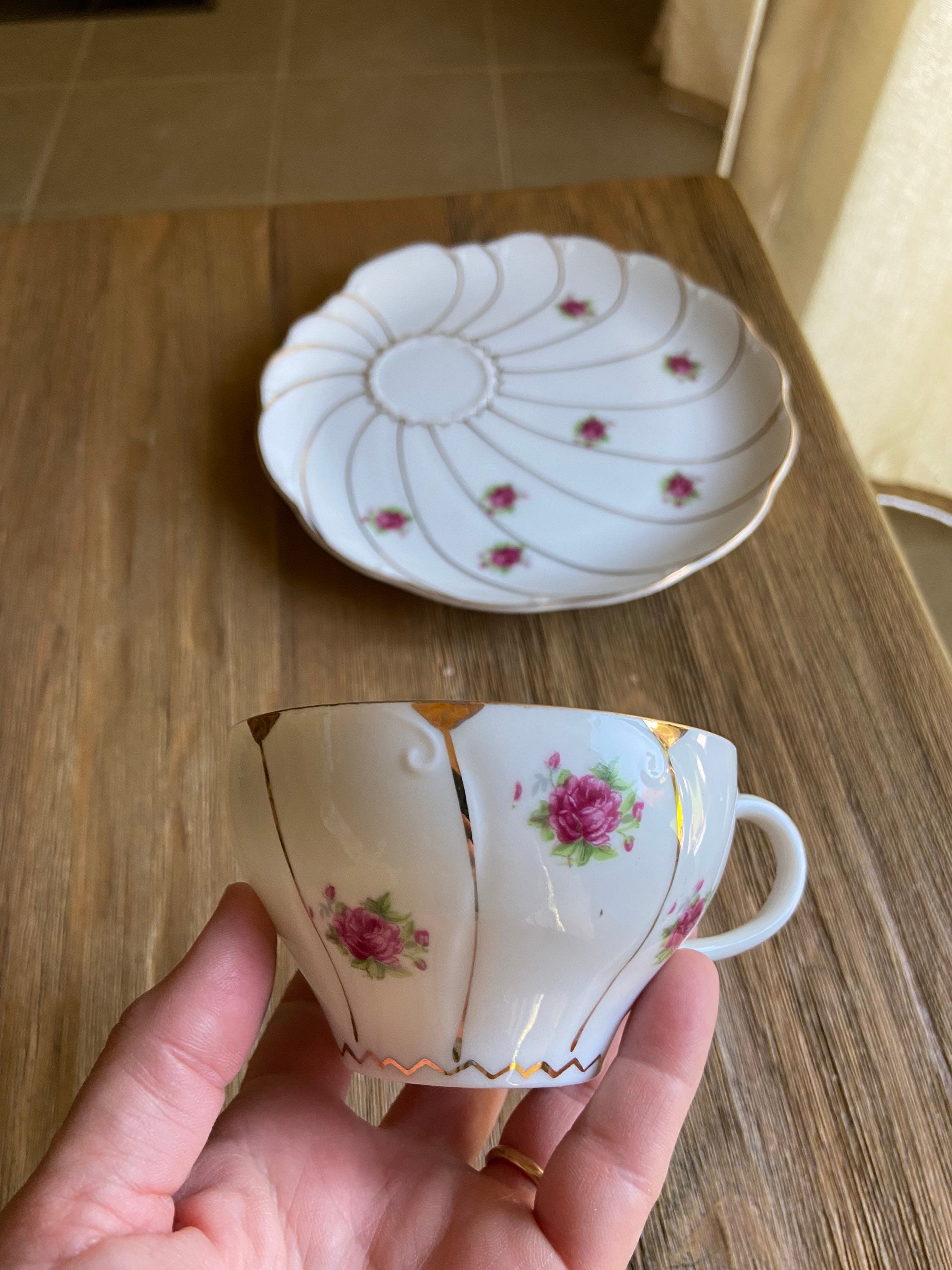 Vintage Tea Cup With Snack Plate Etsy