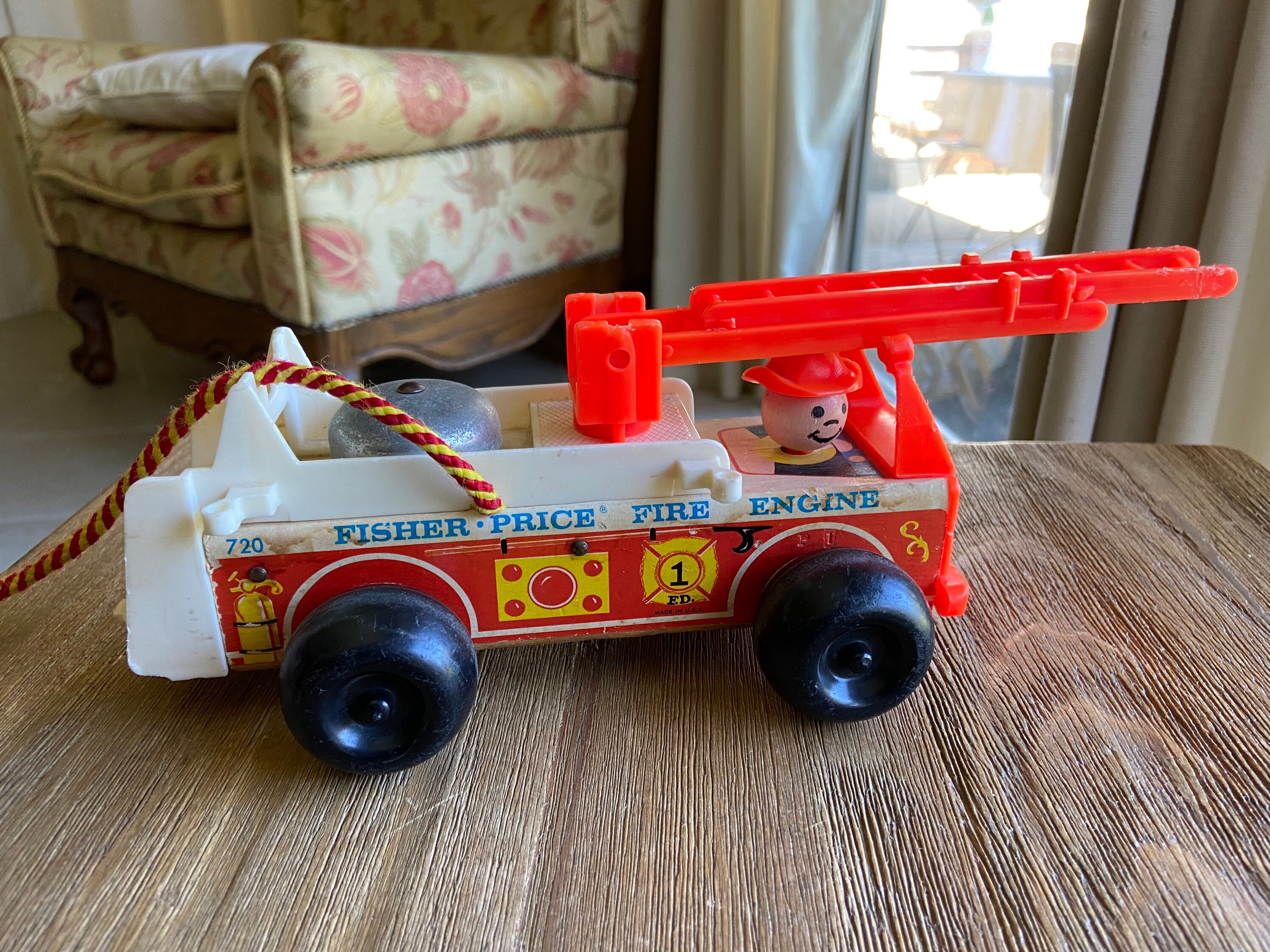 Vintage Fisher Price Fire Engine Pull Toy Etsy