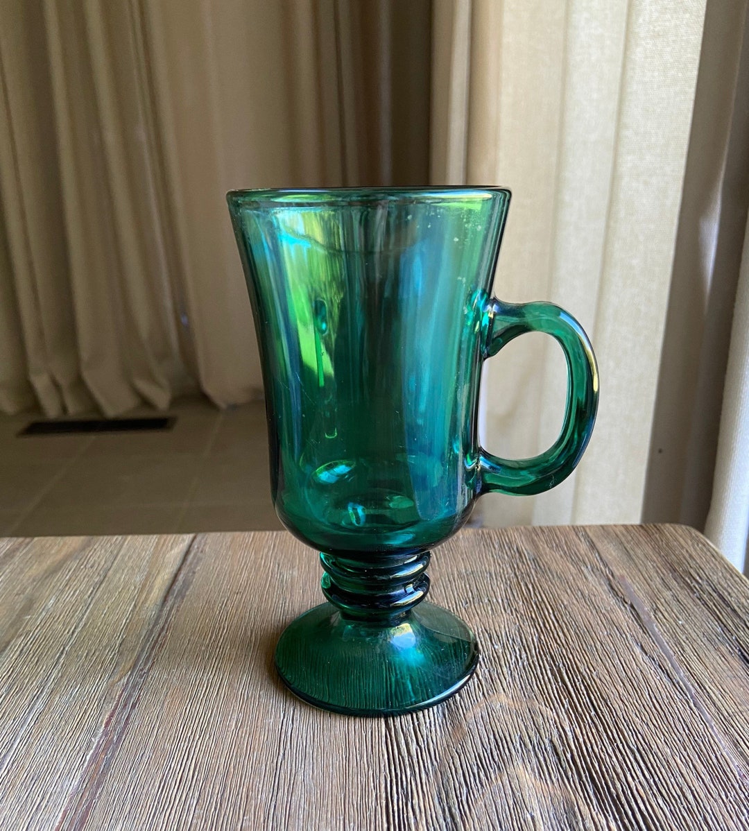 Libbey Green Glass Irish Coffee Mug Etsy
