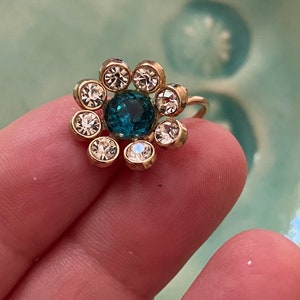 Crystal flower clip on earrings