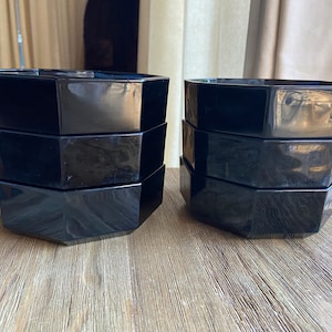 Black Octime Arcoroc France octogonal bowls (6)