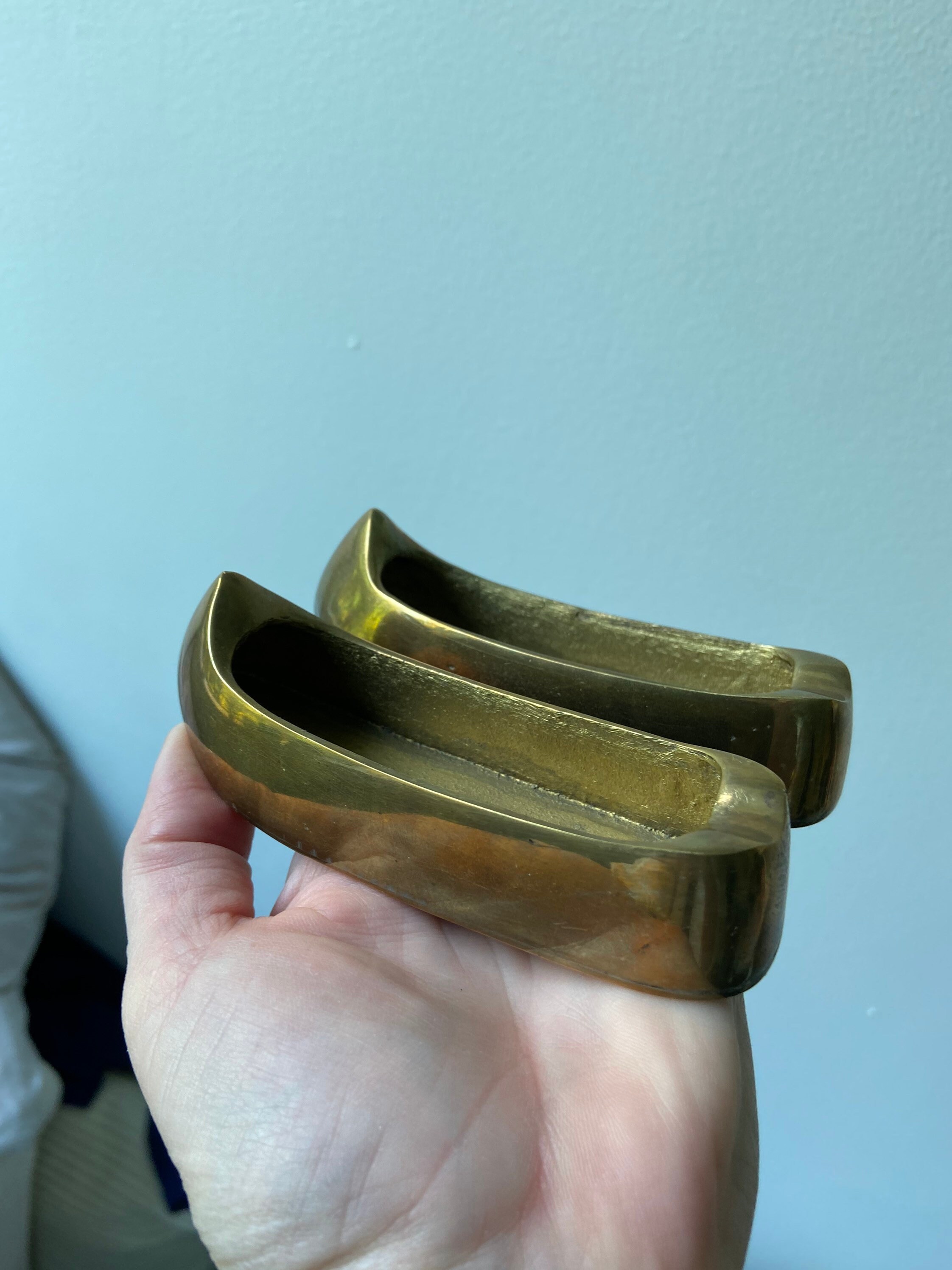 Vintage Solid Brass Boat Shaped Ashtrays Etsy
