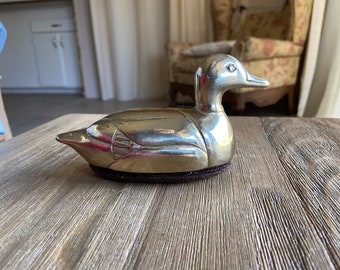 Vintage brass duck lint brush and paperweight