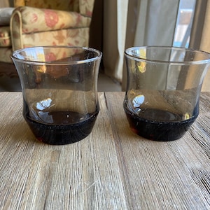 Vintage smoky glass glasses (2)