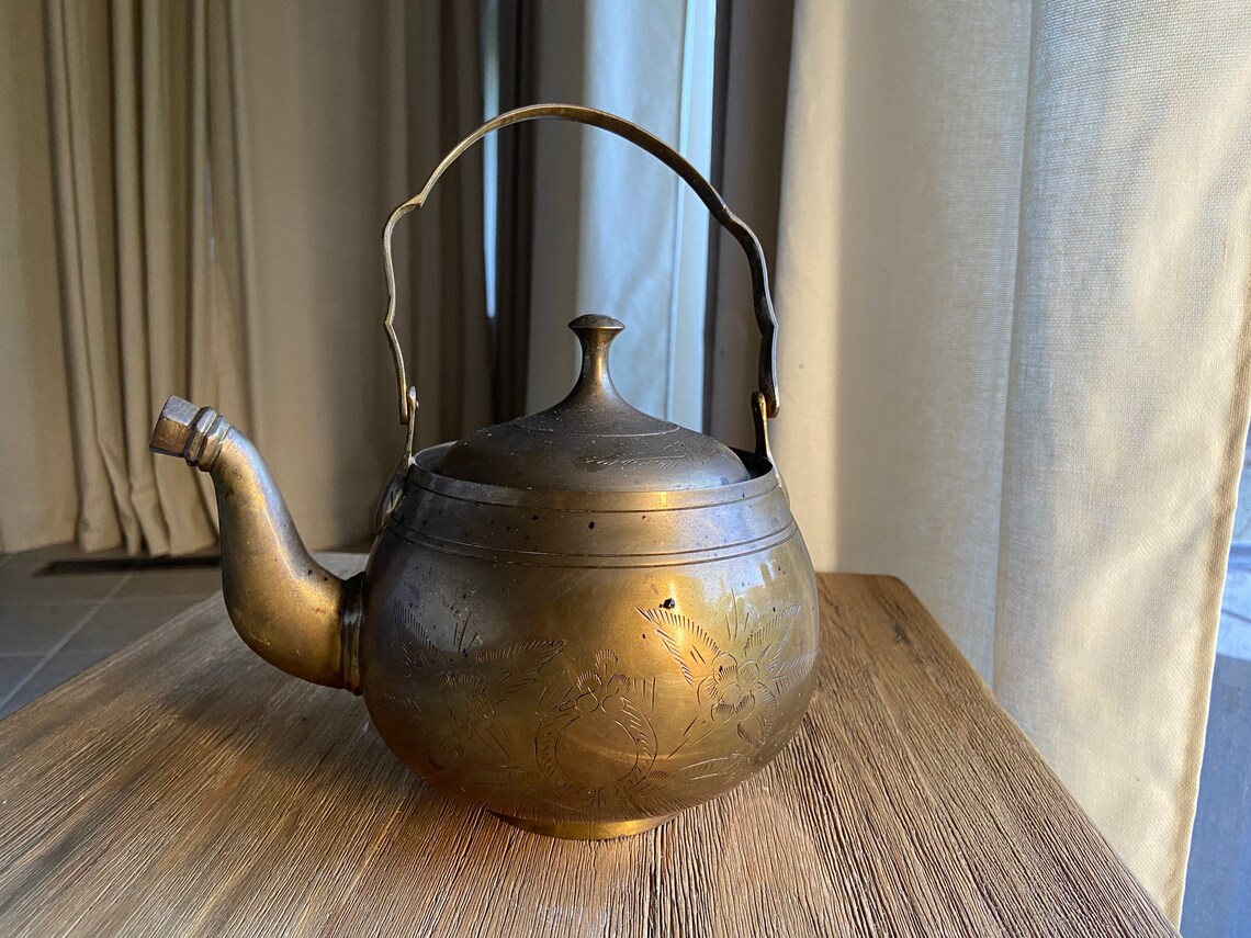 Vintage brass teapot Etsy