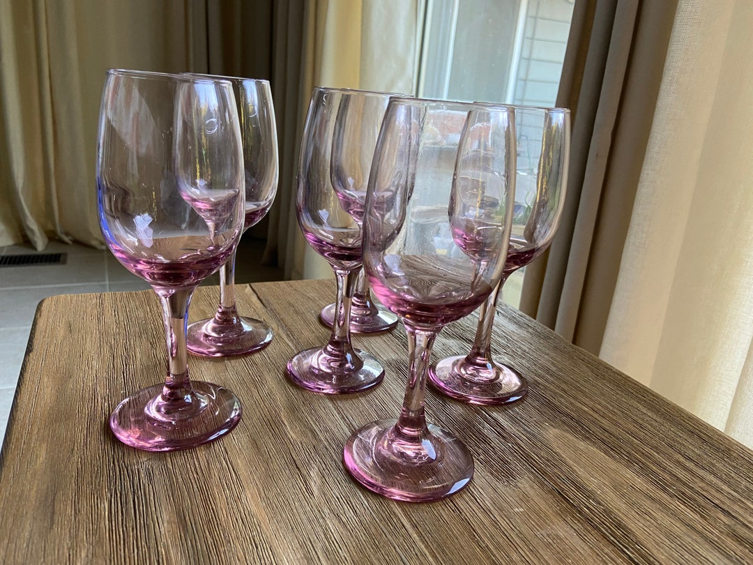 Libbey Pink Wine Glasses set of 11 Etsy