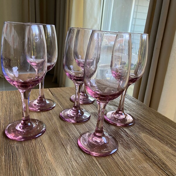 Libby Pink Wine Glasses Etsy