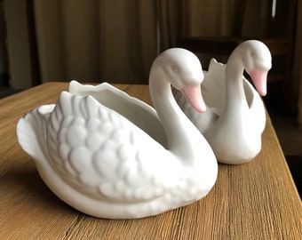 Vintage swan candleholders