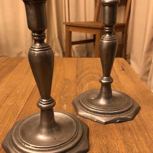 Vintage pewter candleholders