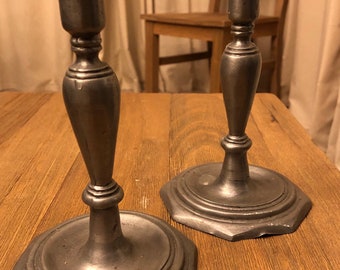 Vintage pewter candleholders