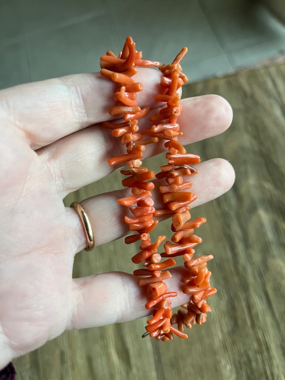 Vintage red coral double strand bracelet