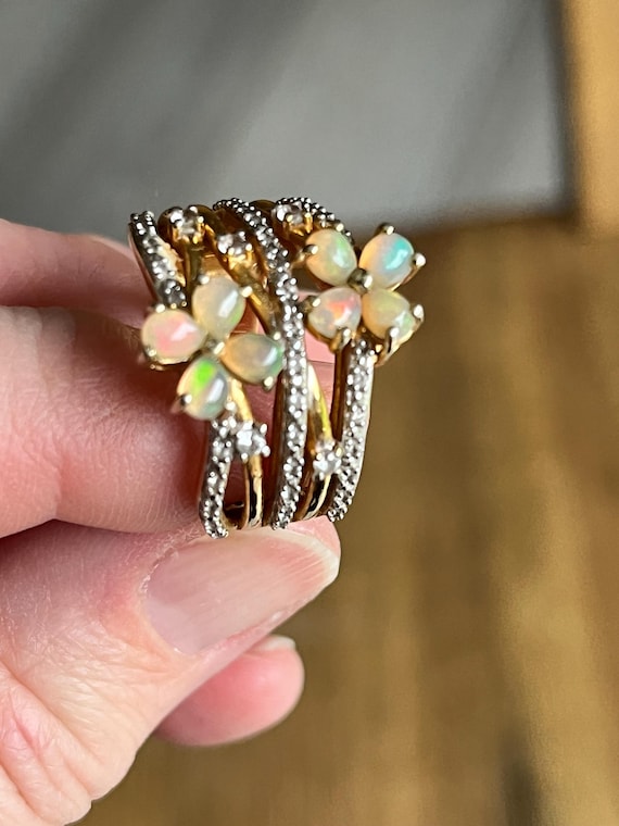 Opal Flowers Statement Cocktail  ring - image 5