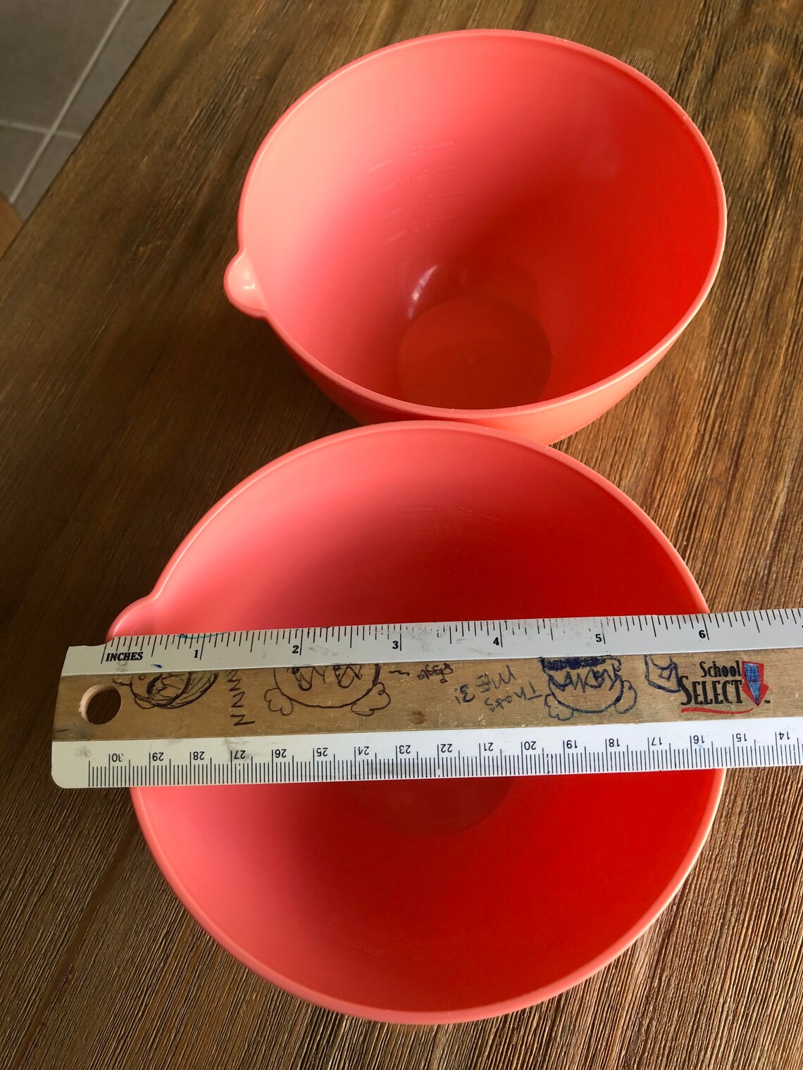 Vintage Pink Plastic Measuring Bowls Etsy