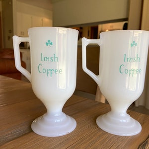 Vintage milk glass Irish coffee mugs (2)