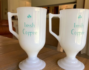 Vintage milk glass Irish coffee mugs (2)