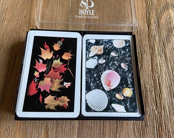 Vintage leaves and shells playing cards