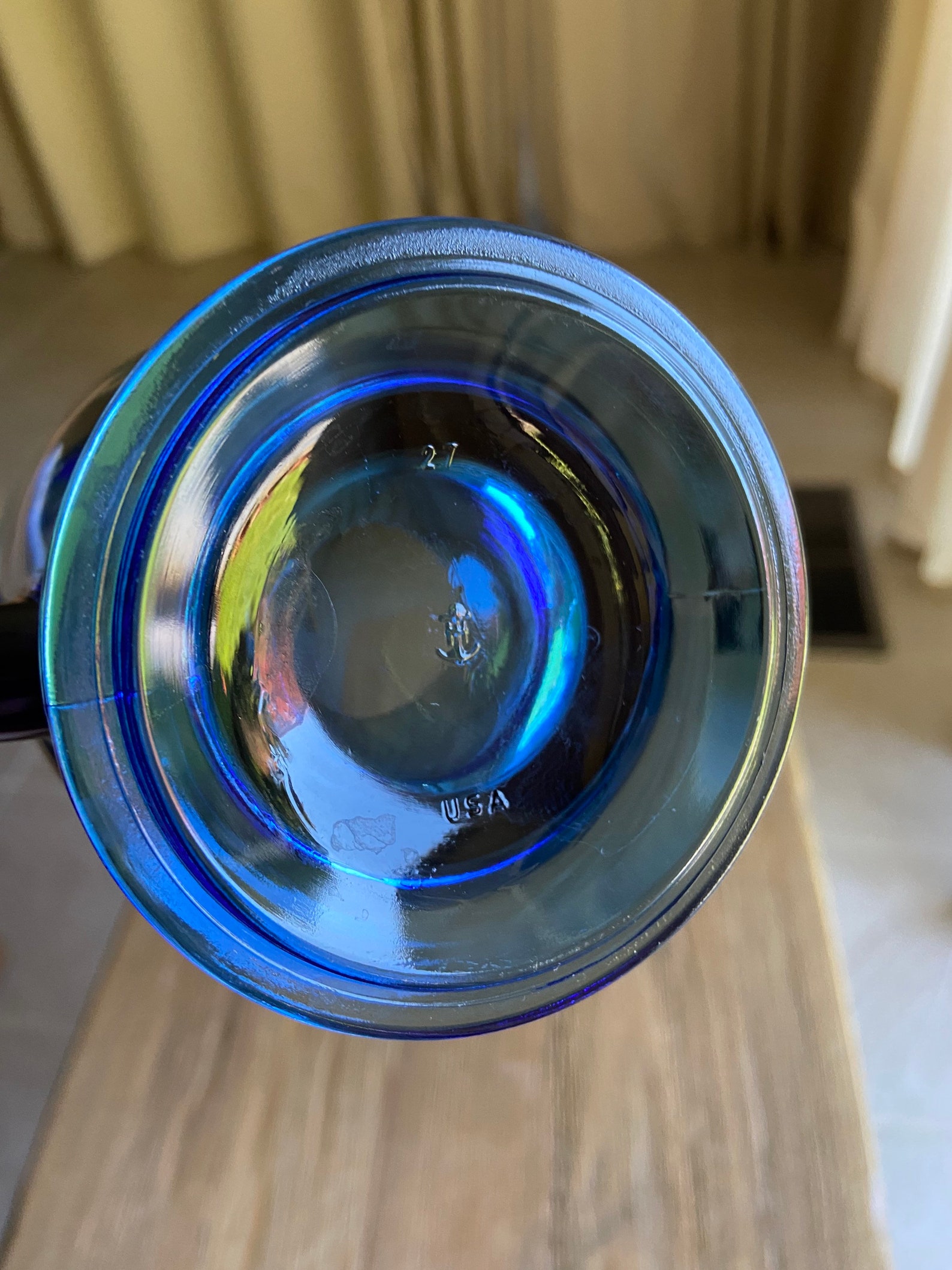 Vintage Anchor Hocking Blue Glass Mug Etsy