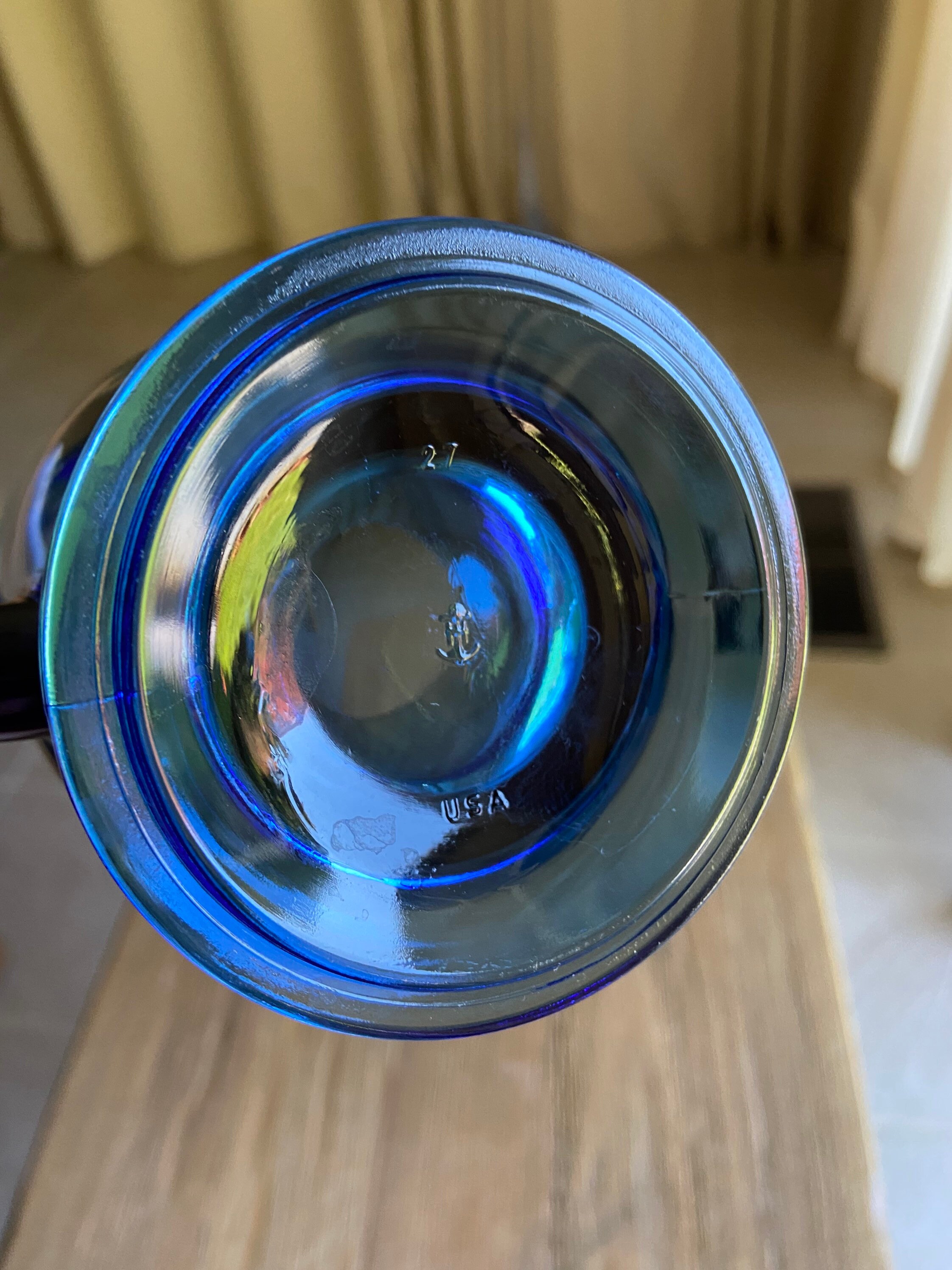 Vintage Anchor Hocking blue glass mug Etsy
