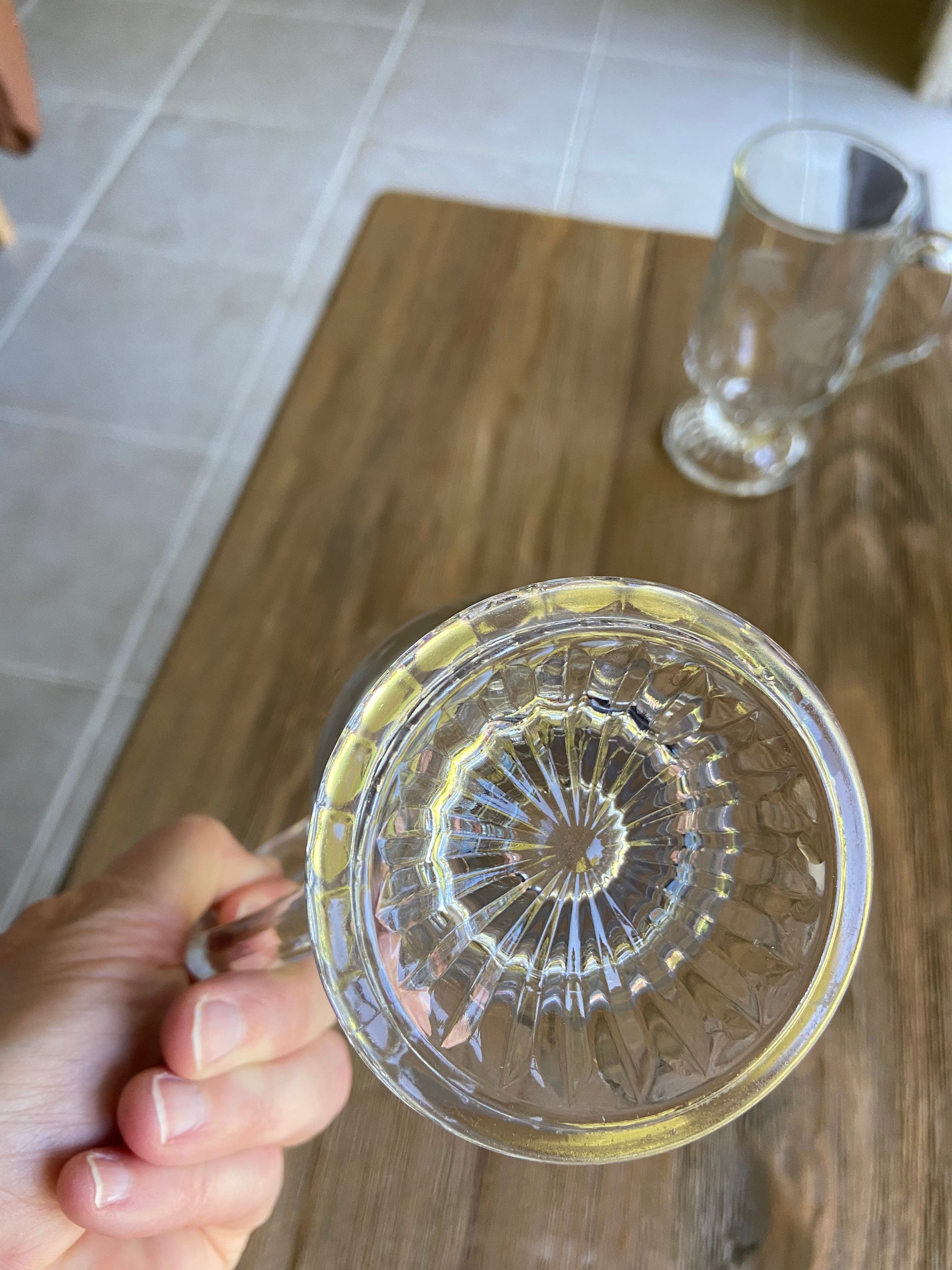 Vintage Etched Glass Footed Glass Mugs Etsy