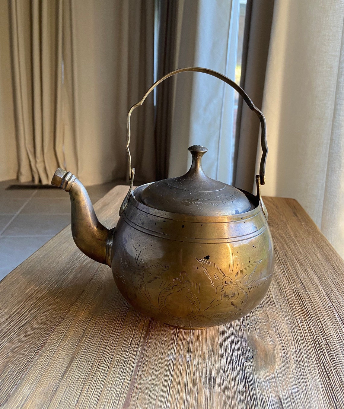 Vintage brass teapot Etsy