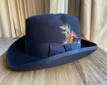 Vintage 1950s Doris Designed Black Felt Hat Netting Feathers Ribbon Gold Accents Original One Size Vintage Hats for Women for sale | eBay main image 3