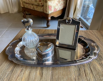 Vintage silver plated vanity set