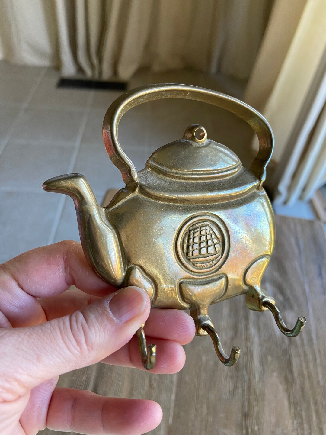 Vintage Brass Teapot Key Holder Etsy